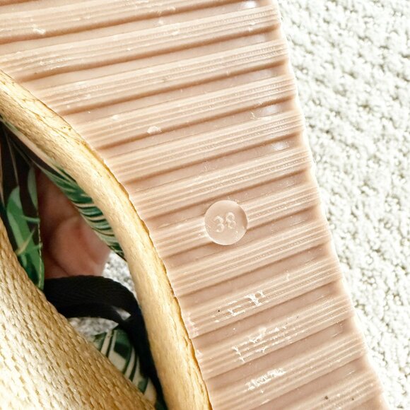 PATRICIA RAMIREZ SWIMWEAR PALM LEAF Ankle Wrap Platform Espadrille Sandal - Picture 8 of 12